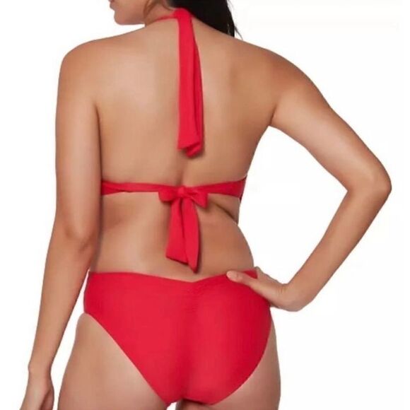 BAR III Solid Cowlneck One Piece Swimsuits Small Paradise Red swimwear S - Picture 4 of 13